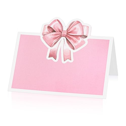 Tischkarten mit rosa Schleife, Aquarell-Tischkarten für Tischdekoration, niedliche Schleife, Zelt, Namenskarten für Kokette, Geburtstag, Party, Babyparty, Hochzeit, Tischdekoration, 24 Stück Tischkarten mit rosa Schleife, Aquarell-Tischkarten für Tischdekoration, niedliche Schleife, Zelt, Namenskarten für Kokette, Geburtstag, Party, Babyparty, Hochzeit, Tischdekoration, 24 Stück von Yolev