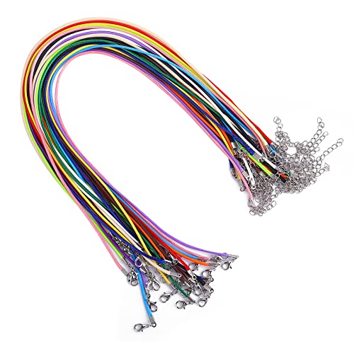 28 Stück Lederband Kette mit Verschluss 43cm Farbiger Halskette Wachsschnur Schmuckherstellung Zubehör für Armband Halsketten 14 Color von Yolev