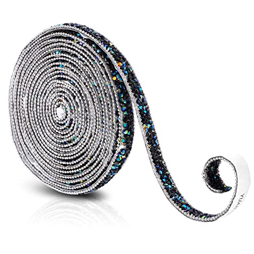 3 Yards Strassband Selbstklebend Schwarz Rhinestone Ribbon Diamant Kristallband für Handwerk Telefon Party Dekoration DIY 10mm von Yolev