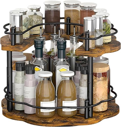 Yolispa Drehteller Organizer Gewürzregal Drehbar Holz, 2 stufiger küchentheke Gewürzregal Lazy Susan Drehteller Küchen Schrank Organizer 3 Verstellbare für Küche Arbeitsplatte Schrank Yolispa Drehteller Organizer Gewürzregal Drehbar Holz, 2 stufiger küchentheke Gewürzregal Lazy Susan Drehteller Küchen Schrank Organizer 3 Verstellbare für Küche Arbeitsplatte Schrank von Yolispa