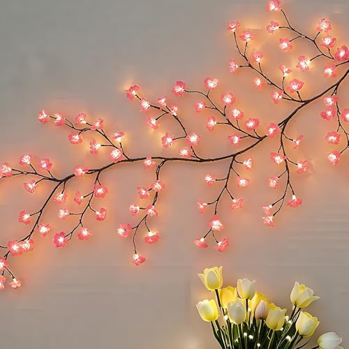 Yolispa Kirschblüten Deko, 2.3M 144 LEDs Kirschblüten Willow Vine Wand Deko mit Fernbedienung 8 Modi, Weidenrebe Baum Lichter, Cherry Blossom Lichterkette für Schlafzimmer Weinachtsdekorationen Yolispa Kirschblüten Deko, 2.3M 144 LEDs Kirschblüten Willow Vine Wand Deko mit Fernbedienung 8 Modi, Weidenrebe Baum Lichter, Cherry Blossom Lichterkette für Schlafzimmer Weinachtsdekorationen von Yolispa