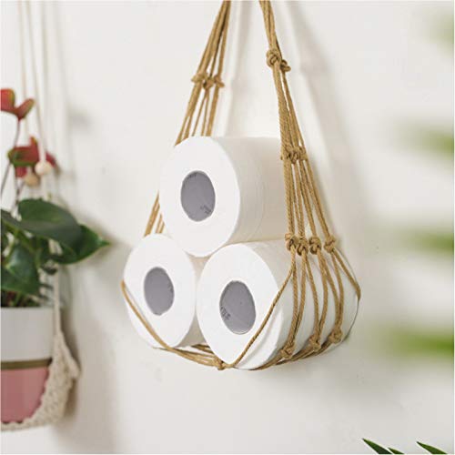 Yolispa Toilettenpapieraufbewahrung, gewebtes Baumwollseil-Netz, hängende Toilettenpapieraufbewahrung, Boho, handgefertigte Baumwollnetztasche, Papierrollenhalter für Zuhause, Schlafzimmer, Badezimmer Yolispa Toilettenpapieraufbewahrung, gewebtes Baumwollseil-Netz, hängende Toilettenpapieraufbewahrung, Boho, handgefertigte Baumwollnetztasche, Papierrollenhalter für Zuhause, Schlafzimmer, Badezimmer von Yolispa