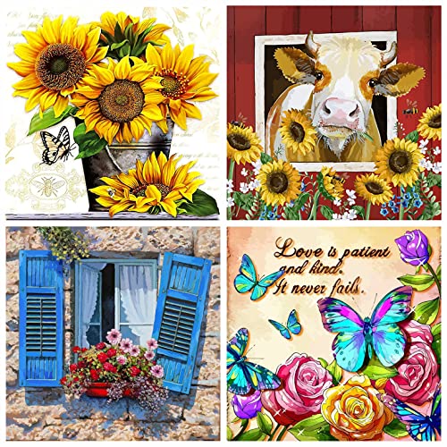 Diamond Painting, 4 Pack DIY 5d Diamant Painting Bilder Vollbohrer Diamant Painting Bilder Leinwand Kreuzstich Stickerei Nach Zahlen Diamond Painting Zubehör für Geschenke,Erwachsene,Wand,Wohnkultur Diamond Painting, 4 Pack DIY 5d Diamant Painting Bilder Vollbohrer Diamant Painting Bilder Leinwand Kreuzstich Stickerei Nach Zahlen Diamond Painting Zubehör für Geschenke,Erwachsene,Wand,Wohnkultur von Yolistar