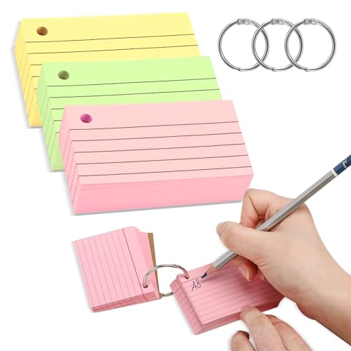 Yolistar 300 Blätter Karteikarten A8,Karteikarten mit Ring-Beidseitig beschreibbar,Flashcards Bunt,Karteikarten Liniert Flashcards mit 3 Binderinge für Englisch Vokabeln,Formeln und Notizen Yolistar 300 Blätter Karteikarten A8,Karteikarten mit Ring-Beidseitig beschreibbar,Flashcards Bunt,Karteikarten Liniert Flashcards mit 3 Binderinge für Englisch Vokabeln,Formeln und Notizen von Yolistar
