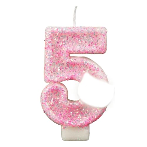 Geburtstagskerzen Zahlen 5, Glitter 5th Geburtstagskerze, Kuchendeko Geburtstag, Kuchen Dekoration für Geburtstag Party, Hochzeiten, Firmenfeiern, Jubiläen, Birthday Candle Nummer, 7.5 cm von Yoljun