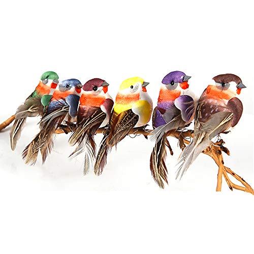 Yolococa Künstliche Vögel aus Federn mit Klammern, Weihnachtsbaum, Dekoration, Vogel, Mehrfarbig (12 Stück) von Yolococa