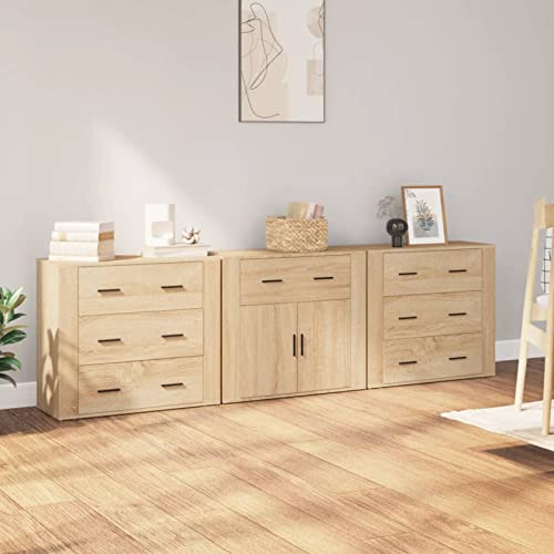 Yolola Sideboard 3 STK Lang Kommode Holz Wohnzimmer Küche Holzwerkstoff - Sonoma-Eiche Yolola Sideboard 3 STK Lang Kommode Holz Wohnzimmer Küche Holzwerkstoff - Sonoma-Eiche von Yolola