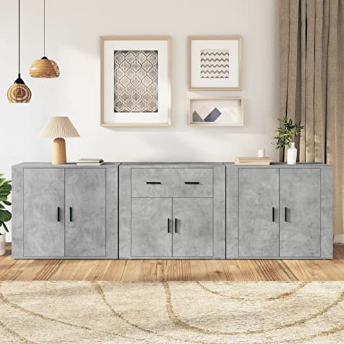 Yolola Sideboard 3 STK Lang - Kommode Holz für Wohnzimmer und Küche - Holzwerkstoff in Betongrau Yolola Sideboard 3 STK Lang - Kommode Holz für Wohnzimmer und Küche - Holzwerkstoff in Betongrau von Yolola