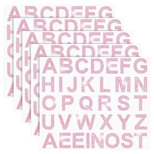 Yominerr 170 Stück Silberne Strass-Buchstabenaufkleber, 5 mit Je 34 Buchstaben, Glitzernde Bling-Alphabet-Buchstabenaufkleber, Rosa von Yominerr