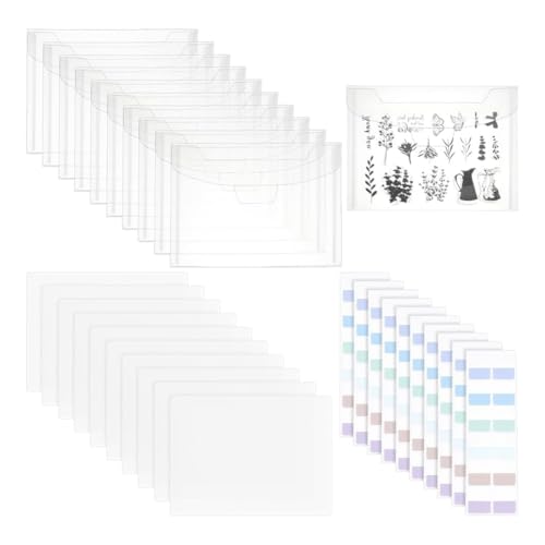 Yominerr 20Sets Clear Stamps Aufbewahrungsbeutel Schneiden der Schablonenscheiben Organizer Halter Stempelstempelstaber für Scrapbooking von Yominerr