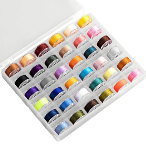 Yominerr 36-Teiliges Nähgarn- und Spulenset, Farbiges Nähgarnset mit Aufbewahrungsbox Aus Kunststoff, Heimnähmaschine Aus Polyester von Yominerr