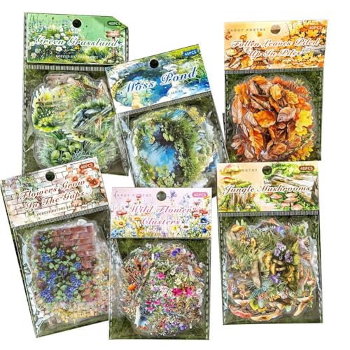 Yominerr 6 Themen Transparente Aufkleber, 240-Teiliges Set für Junk Journal Zubehör & Scrapbooking Yominerr 6 Themen Transparente Aufkleber, 240-Teiliges Set für Junk Journal Zubehör & Scrapbooking von Yominerr