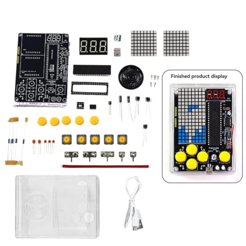 Yominerr DIY Pixel-Spiel-Kit + Voice Mini Pixel-Spielkonsole Elektronik-DIY-Kit Lötarbeitsprojekt Löt-Lernset A von Yominerr