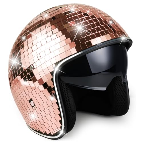Yominerr Disco Ballhelmet -Helm mit Einziehbarem Visor Glitzer Spiegelglas Discohelmet Punk für Clubparty Yominerr Disco Ballhelmet -Helm mit Einziehbarem Visor Glitzer Spiegelglas Discohelmet Punk für Clubparty von Yominerr