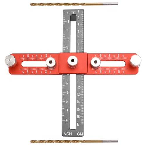 Yominerr Grifflochpositionierer für Holzbearbeitung Grifflochschneiderwerkzeug Schubladen- und Türgriff-Installationshilfe Holzarbeitsinstallationshilfen Holzlochöffner Orange + von Yominerr
