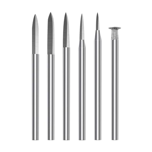 Yominerr Holzschnitzbohrer-Set 6Pcs Gravierbohrer Zubehör Bit Holzschnitz-Kit für Rotationswerkzeug, zum Schnitzen und Gravieren von Yominerr