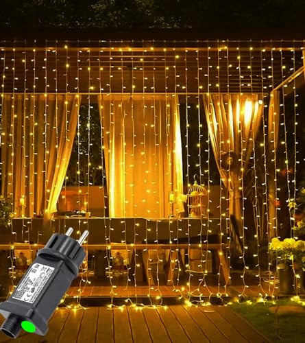 Yomistar Lichtervorhang 6m x 3m 600 LED Lichterketten Vorhang mit Stecker, Timer, 8 Modi Lichterkette Fenster Wasserdicht Vorhang Lichterkette für Hochzeit Pavillon Garten Wand Deko - Warmweiß Yomistar Lichtervorhang 6m x 3m 600 LED Lichterketten Vorhang mit Stecker, Timer, 8 Modi Lichterkette Fenster Wasserdicht Vorhang Lichterkette für Hochzeit Pavillon Garten Wand Deko - Warmweiß von Yomistar