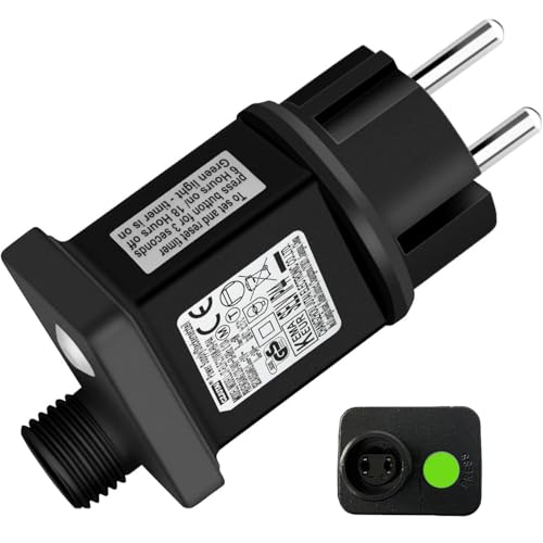 Yomistar Netzteil 31V Stecker für Lichterkette, Lichterkette Stecker mit Timer Speicherfunktion, IP44 Wasserdicht Lichterketten Adapter Trafo 9 Modi Steckernetzteil für weihnachtsbeleuchtung von Yomistar