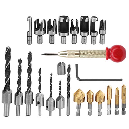 Yomiyuyr Holzbearbeitung Schambröste Bohrbitset, Countersink Cutter-Werkzeuge, Hochgeschwindigkeitsstahlblätter für Holzlochschnitte und Glättungskanten Yomiyuyr Holzbearbeitung Schambröste Bohrbitset, Countersink Cutter-Werkzeuge, Hochgeschwindigkeitsstahlblätter für Holzlochschnitte und Glättungskanten von Yomiyuyr
