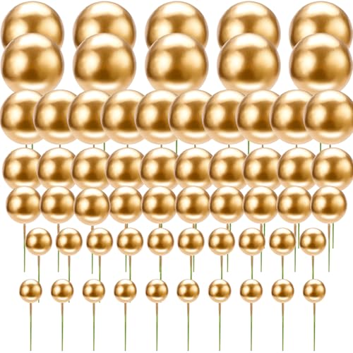 60 Stück goldene runde Kugel-Kuchenaufsätze – elegante goldene Kuchendekorationen für Hochzeit, Geburtstag und Feier 60 Stück goldene runde Kugel-Kuchenaufsätze – elegante goldene Kuchendekorationen für Hochzeit, Geburtstag und Feier von Yonfas