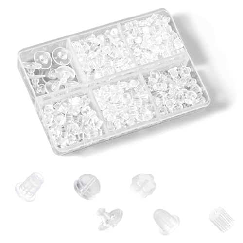 Ohrring-Verschlüsse (6 Stile) – transparente weiche Gummi-Sicherheitsverschlüsse für Ohrstecker, hypoallergene Stopper für Damen und Kinder, bequeme und sichere Schlösser, Ersatz-Findin, 550 Stück von Yonfas