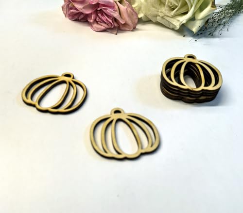 Set mit 30 Holz-Kürbis-Ohrring-Rohlingen, Kürbis-Umriss, hohl, unlackiert, baumelnde Ohrring-Rohlinge, Herbst, Halloween, Schmuck, Ernte, Malen Sie Ihr eigenes DIY-Set (5,1 cm) von YongPan