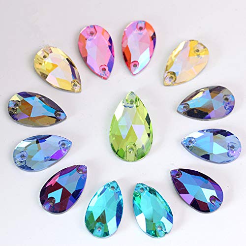 Tropfenförmige Kristallperlen zum Aufnähen, mit 2 Löchern für Hochzeitskleid, Mix AB, 11 x 18 mm Tropfenförmige Kristallperlen zum Aufnähen, mit 2 Löchern für Hochzeitskleid, Mix AB, 11 x 18 mm von YongPan