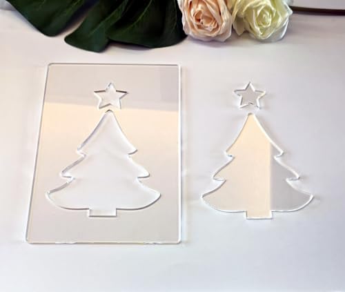 Weihnachtslaterne, Acryl-Fräserschablonen, Feiertags-Holzbearbeitungs-Bastelset, 14 x 20 cm, Holzschablonen, DIY-Geschenkideen (Baum) von YongPan