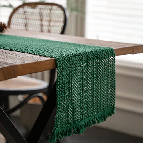YongXinMY Boho-Tischläufer, rustikale Makramee, gewebte Baumwoll-Leinen-Tischdekoration mit Quasten, natürlicher Bauernhaus-Stil, Mittelstück für Esstisch, Kaffeekommode, Hochzeitsfeier (#18,30 x 200 von YongXinMY