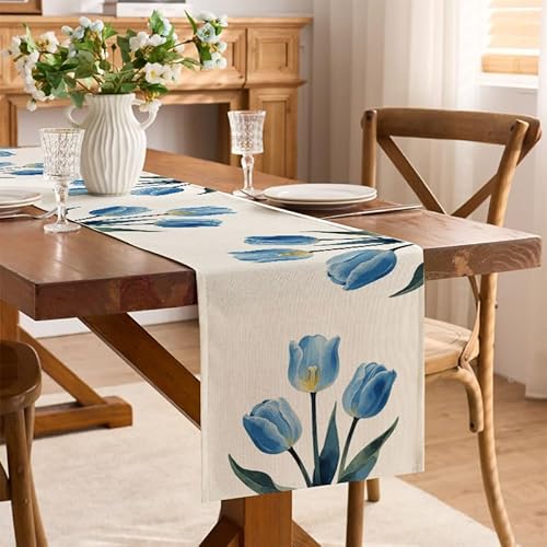 YongXinMY Eleganter Tischläufer und Platzdeckchen mit Blumenmuster, moderne Leinenoptik, Aquarell-Blumendruck, waschbar, Esstischdekoration für Urlaub, Party, Küche, Tischplatte, saisonale Dekoration YongXinMY Eleganter Tischläufer und Platzdeckchen mit Blumenmuster, moderne Leinenoptik, Aquarell-Blumendruck, waschbar, Esstischdekoration für Urlaub, Party, Küche, Tischplatte, saisonale Dekoration von YongXinMY