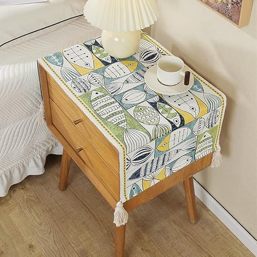 YongXinMY Jacquard-Nachttischdecke, rustikal, Boho, rutschfest, staubdicht, Tischdecke für Schlafzimmer, Nachttisch, Kühlschrank, Mikrowelle, Waschmaschine, Couchtisch, Heimdekoration (#9,35 x 300 cm) von YongXinMY