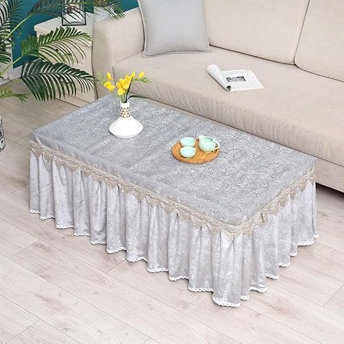 YongXinMY Rechteckige Tischdecke mit Rüschen, für Wohnzimmer, leicht, luxuriös, PU-Leder, Tischdecke mit gerüschtem Rock, wasserdicht, verbrühungssicher, leicht zu reinigen, für Teetisch, Esszimmer YongXinMY Rechteckige Tischdecke mit Rüschen, für Wohnzimmer, leicht, luxuriös, PU-Leder, Tischdecke mit gerüschtem Rock, wasserdicht, verbrühungssicher, leicht zu reinigen, für Teetisch, Esszimmer von YongXinMY