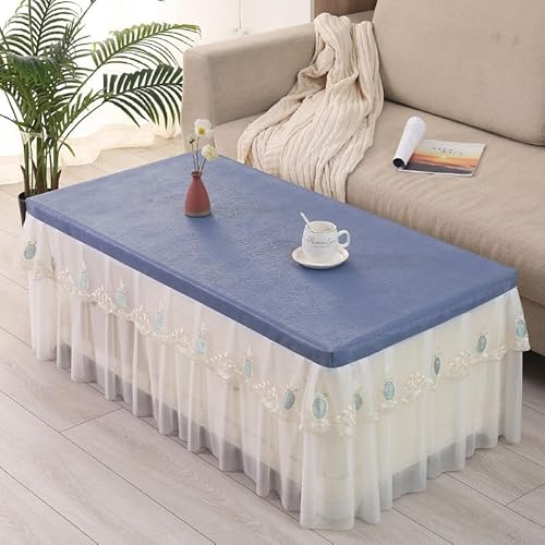 YongXinMY Rechteckige Tischdecke mit Rüschen, für Wohnzimmer, leicht, luxuriös, PU-Leder, Tischdecke mit gerüschtem Rock, wasserdicht, verbrühungssicher, leicht zu reinigen, für Teetisch, Esszimmer YongXinMY Rechteckige Tischdecke mit Rüschen, für Wohnzimmer, leicht, luxuriös, PU-Leder, Tischdecke mit gerüschtem Rock, wasserdicht, verbrühungssicher, leicht zu reinigen, für Teetisch, Esszimmer von YongXinMY