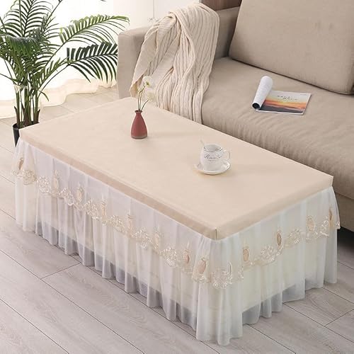 YongXinMY Rechteckige Tischdecke mit Rüschen, für Wohnzimmer, leicht, luxuriös, PU-Leder, Tischdecke mit gerüschtem Rock, wasserdicht, verbrühungssicher, leicht zu reinigen, für Teetisch, Esszimmer YongXinMY Rechteckige Tischdecke mit Rüschen, für Wohnzimmer, leicht, luxuriös, PU-Leder, Tischdecke mit gerüschtem Rock, wasserdicht, verbrühungssicher, leicht zu reinigen, für Teetisch, Esszimmer von YongXinMY