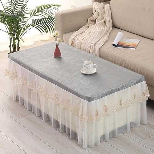 YongXinMY Rechteckige Tischdecke mit Rüschen, für Wohnzimmer, leicht, luxuriös, PU-Leder, Tischdecke mit gerüschtem Rock, wasserdicht, verbrühungssicher, leicht zu reinigen, für Teetisch, Esszimmer YongXinMY Rechteckige Tischdecke mit Rüschen, für Wohnzimmer, leicht, luxuriös, PU-Leder, Tischdecke mit gerüschtem Rock, wasserdicht, verbrühungssicher, leicht zu reinigen, für Teetisch, Esszimmer von YongXinMY