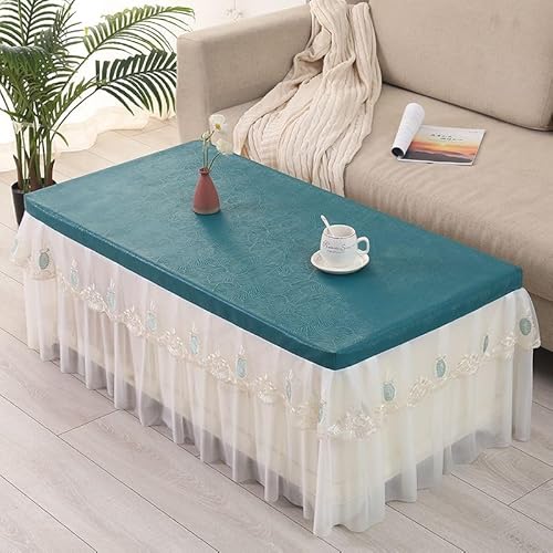 YongXinMY Rechteckige Tischdecke mit Rüschen, für Wohnzimmer, leicht, luxuriös, PU-Leder, Tischdecke mit gerüschtem Rock, wasserdicht, verbrühungssicher, leicht zu reinigen, für Teetisch, Esszimmer YongXinMY Rechteckige Tischdecke mit Rüschen, für Wohnzimmer, leicht, luxuriös, PU-Leder, Tischdecke mit gerüschtem Rock, wasserdicht, verbrühungssicher, leicht zu reinigen, für Teetisch, Esszimmer von YongXinMY