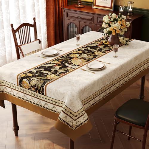 YongXinMY Rechteckige französische Tischdecke, wasserdicht, öldicht, hitzebeständig, PVC-Tischdecke, luxuriöser amerikanischer Stil, waschbar, Esstischmatte für Küche, Tee, Kaffee, Tischdekoration YongXinMY Rechteckige französische Tischdecke, wasserdicht, öldicht, hitzebeständig, PVC-Tischdecke, luxuriöser amerikanischer Stil, waschbar, Esstischmatte für Küche, Tee, Kaffee, Tischdekoration von YongXinMY