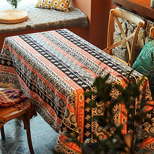 YongXinMY Tischdecke im Boho-Stil, geometrischer Druck, ethnischer Stil, knitterfrei, waschbar, dekoratives Quasten-Tuch für Esstisch, Picknick, Camping, Party, Außenbereich (#4, 100 x 140 cm) von YongXinMY
