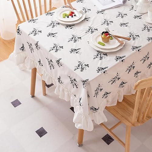 YongXinMY Tischdecke mit Blumenstickerei, Rüschen, Baumwolle, rechteckig, weiß, Tischdecke mit Spitze für Küche, Esszimmer, Teetisch, Bauernhaus, Dekoration, Fotohintergrund, Party, Picknick (Zweige YongXinMY Tischdecke mit Blumenstickerei, Rüschen, Baumwolle, rechteckig, weiß, Tischdecke mit Spitze für Küche, Esszimmer, Teetisch, Bauernhaus, Dekoration, Fotohintergrund, Party, Picknick (Zweige von YongXinMY