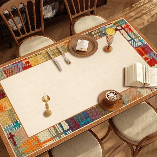 YongXinMY Wasserdichte PVC-Tischdecke, amerikanischer Stil, öldicht, hitzebeständig, abwischbar, PU-Leder, Tischmatte für Küche, Esszimmer, Teetisch, drinnen und draußen (#F, 90 x 180 cm) von YongXinMY