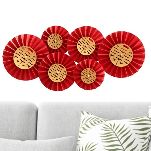 Papierfächer für chinesisches Neujahr, 6 x Neujahrspartys, Papierfächer, Blumen-Hintergründe, Dekorationen für Feier, Hochzeit, Geburtstag von Yongany