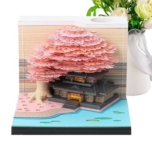 Yongany 3D-Kalender, Skulptur-Kalender, Blumenbaumhaus-Design, Kunst-Notizblock mit leichtem Abreiß-Memo für Klassenzimmer, Urlaub, Pendeln, Workout, Lehrer, Zuhause von Yongany