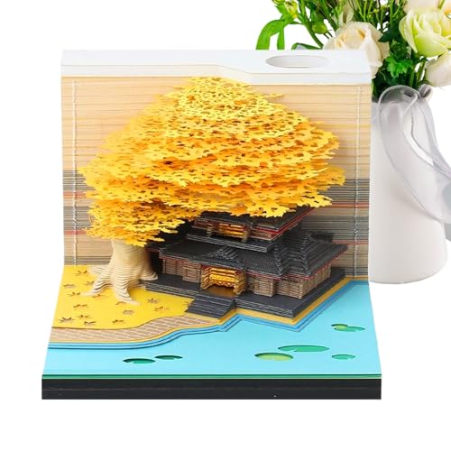 Yongany 3D-Kalender 2026, 3D-Papier-Skulptur-Kalender | mit hellem Blumenbaumhaus-Design, Notizblock für Workout, Pendeln, Urlaub, Lehrer, Schule, Klassenzimmer von Yongany