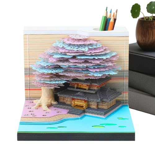 Yongany Zeitmesserkalender, 3D-Papier-Skulptur-Kalender, Blumenbaumhaus-Design, Kunst-Notizblock mit leichtem Abreiß-Notizblock für Klassenzimmer, Urlaub, Pendeln, Workout, Lehrer, Zuhause von Yongany