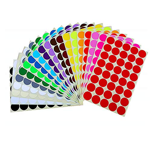 Rund Punkt Aufkleber,25mm Aufkleber Bunte Punkte Farbige Farbkodierung Etiketten für Heimbüroartikel 16 Farben von Yongbest