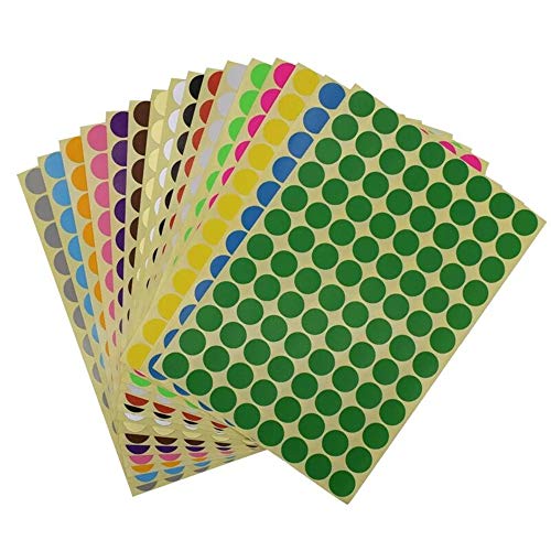 Runde Punktaufkleber, 16mm Aufkleber Bunte Punkte Farbige Farbkodierung Etiketten für Heimbüroartikel,16 verschiedene Farben von Yongbest