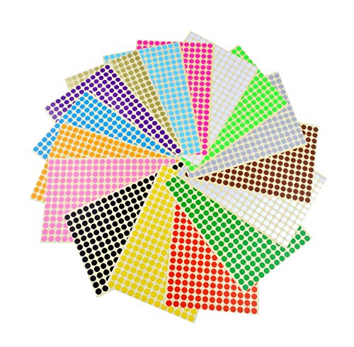 Runde Punktaufkleber,8mm Aufkleber Bunte Punkte Farbige Farbkodierung Etiketten für Heimbüroartikel,16 verschiedene Farben Runde Punktaufkleber,8mm Aufkleber Bunte Punkte Farbige Farbkodierung Etiketten für Heimbüroartikel,16 verschiedene Farben von Yongbest