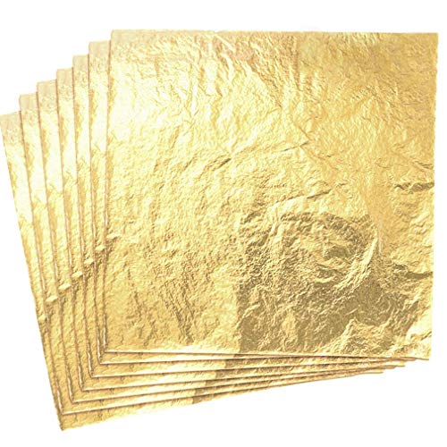 Yongbest Imitation Blattgold,100 Blatt Gold Blatt Gold Leaf für DIY Vergoldung Handwerk Kunst Projekt Möbel Dekoration 14 cm * 14 cm von Yongbest