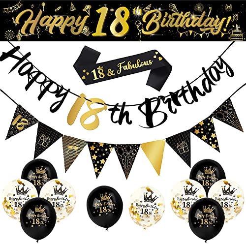 14 Stück 18. Happy Birthday Dekorationen Kit, Geburtstag Party Dekoration Inklusive Party Supplies Geburtstag Straps 9ft Banner Dreieck Flaggen Konfetti Latex Luftballons 14 Stück 18. Happy Birthday Dekorationen Kit, Geburtstag Party Dekoration Inklusive Party Supplies Geburtstag Straps 9ft Banner Dreieck Flaggen Konfetti Latex Luftballons von Yontree