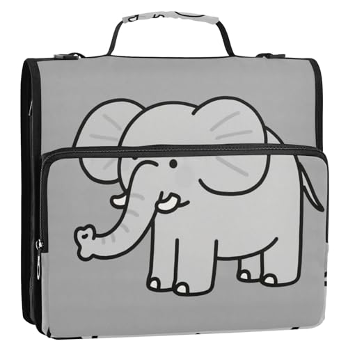 A Cute Cartoon Grey Elephant 3 Rings School Zipper Binder with Handle and Removable Shoulder Strap Includes Zip Pocket Document Organizer for Middle School A Cute Cartoon Grey Elephant 3 Rings School Zipper Binder with Handle and Removable Shoulder Strap Includes Zip Pocket Document Organizer for Middle School von Yoogain